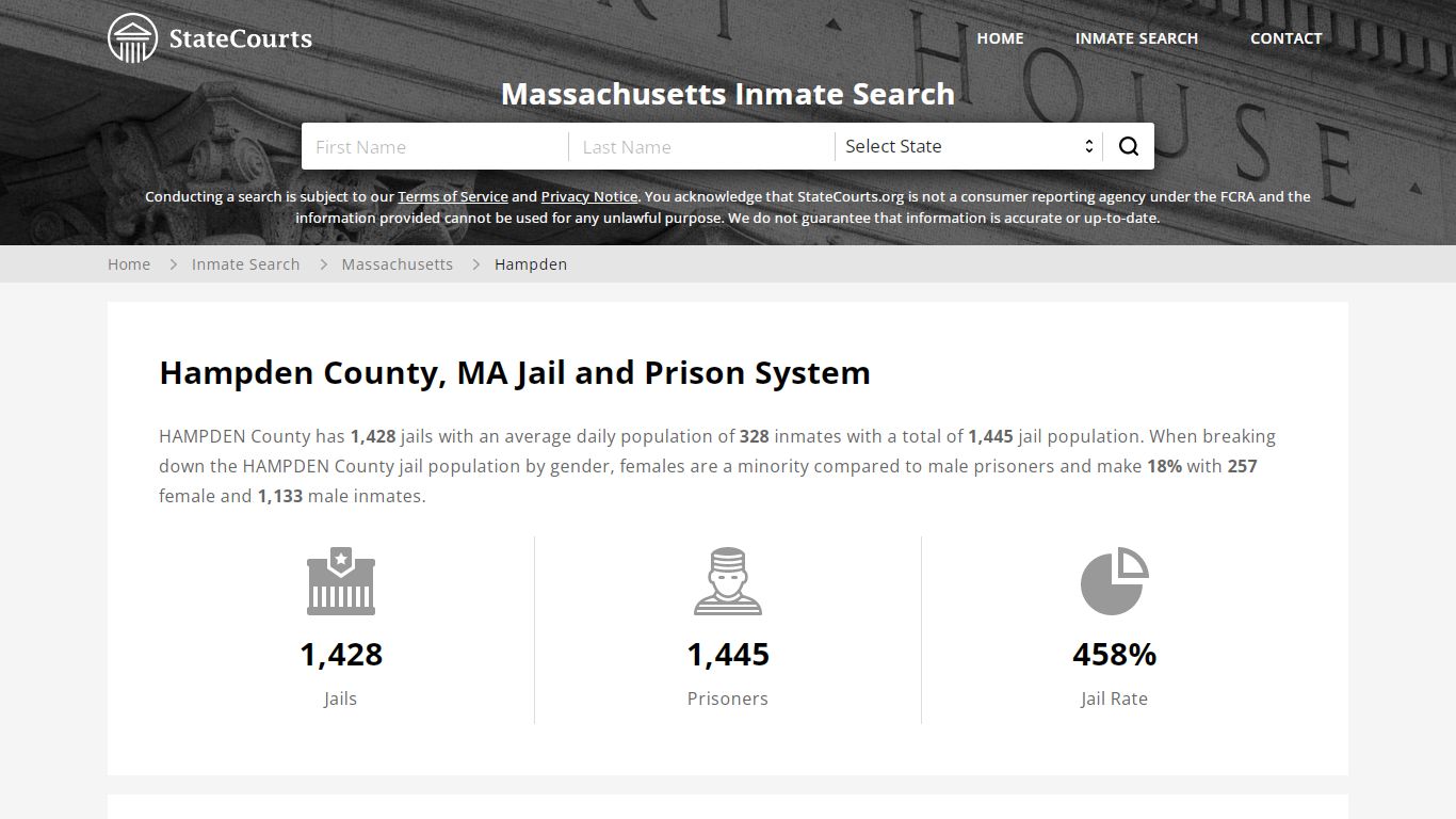 Hampden County, MA Inmate Search - StateCourts