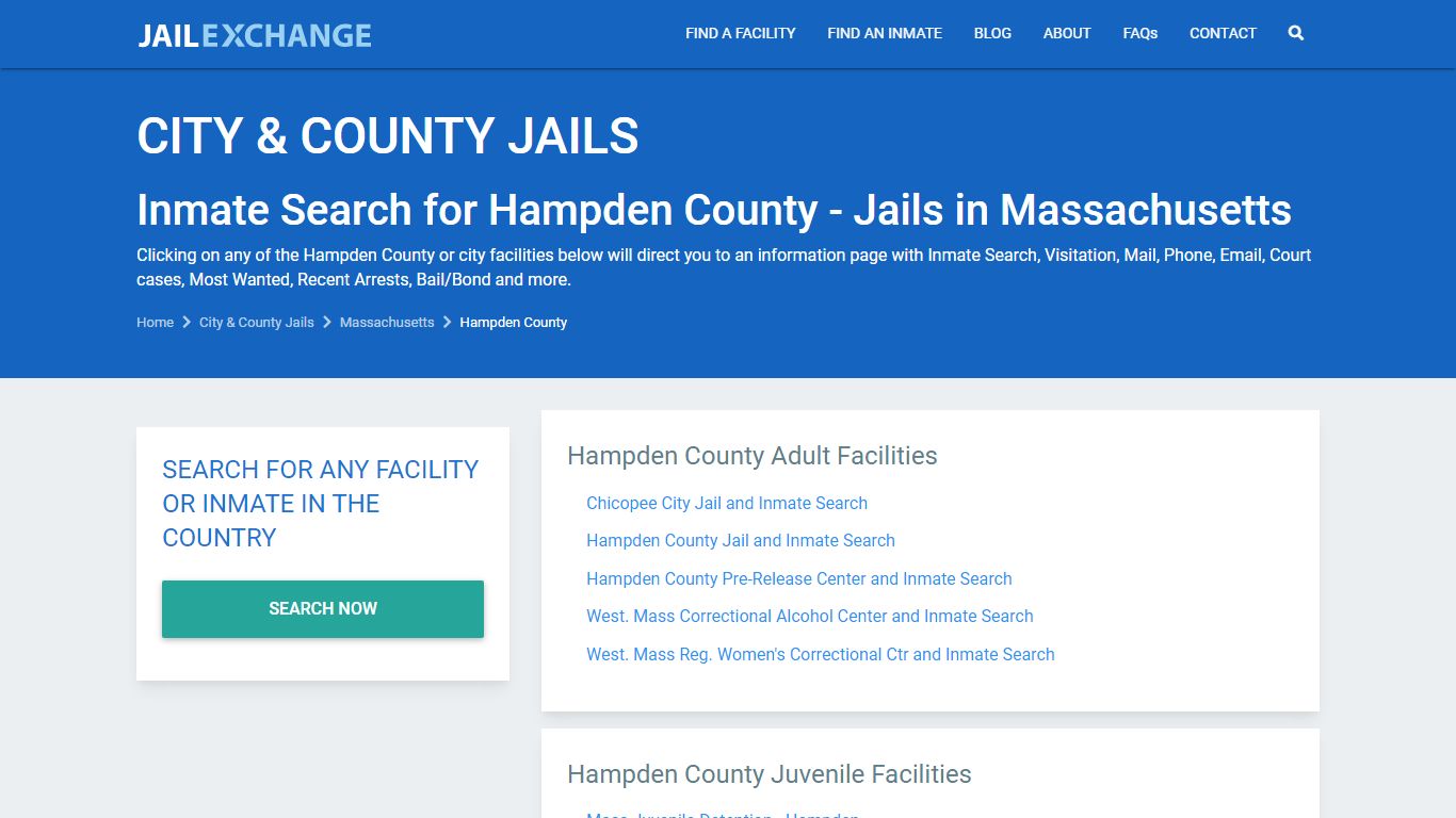 Hampden County Jail List | Jail Inmate Search | Most Wanted