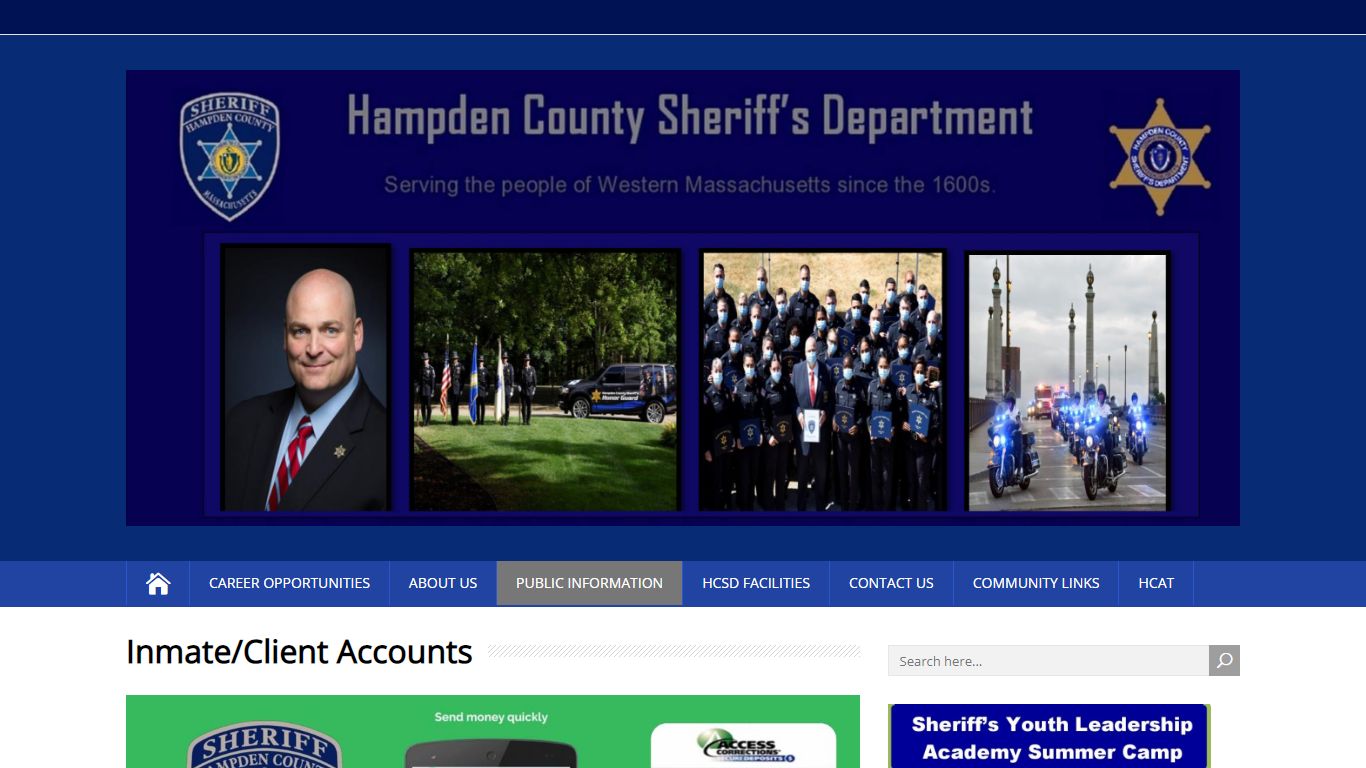 Inmate/Client Accounts | Hampden County Sheriff's Department